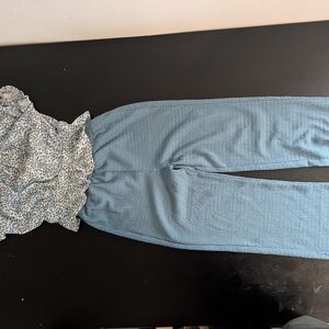 Amy Byer Light Blue and White Jumpsuit